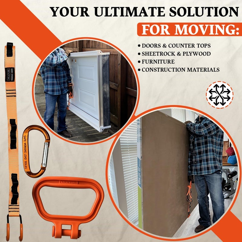 MULTUS Max Mover Panel Lift – Heavy Duty Plywood, Sheetrock & Drywall Carrier | Ergonomic Handle Strap System for Easier Lifting & Moving Panels - Image 2